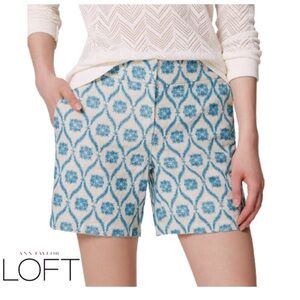 Ann Taylor LOFT — Riviera Women Summer Embroidered Linen High Rise Shorts